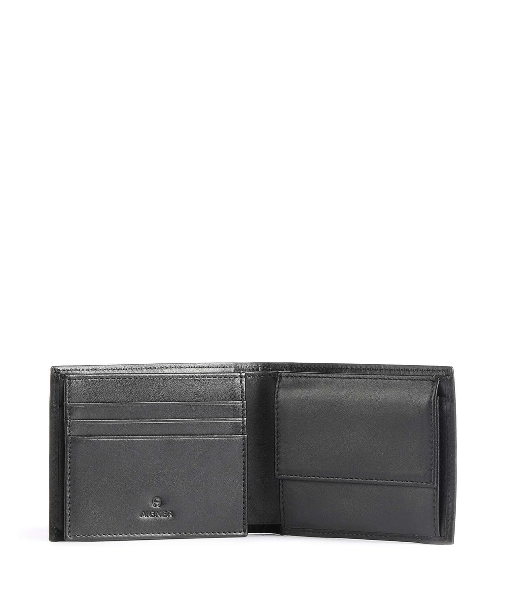 Basis Geldbörse aus Leder in schwarz