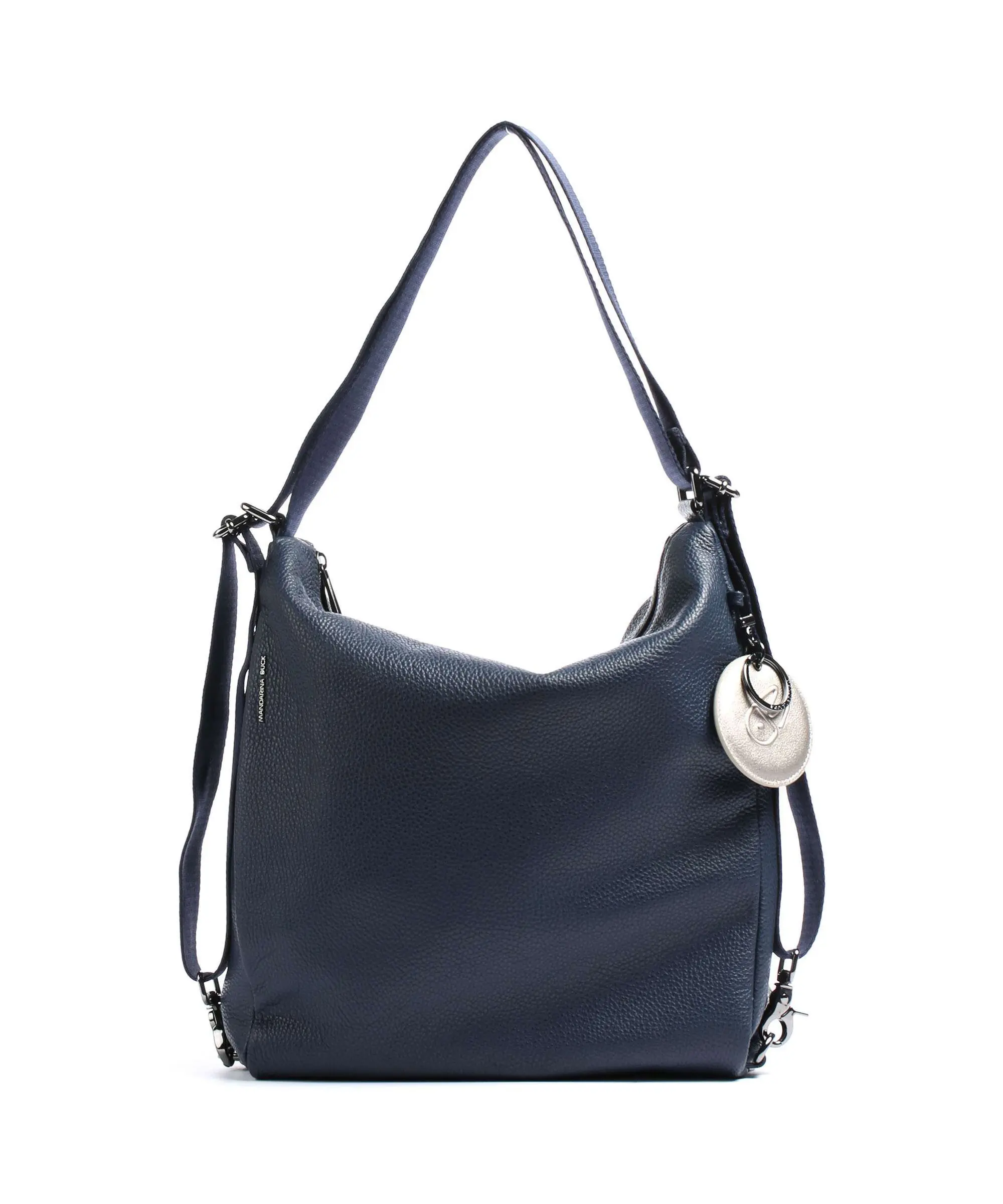Mellow Leather Rucksack-Tasche genarbtes Kalbsleder in navy blau