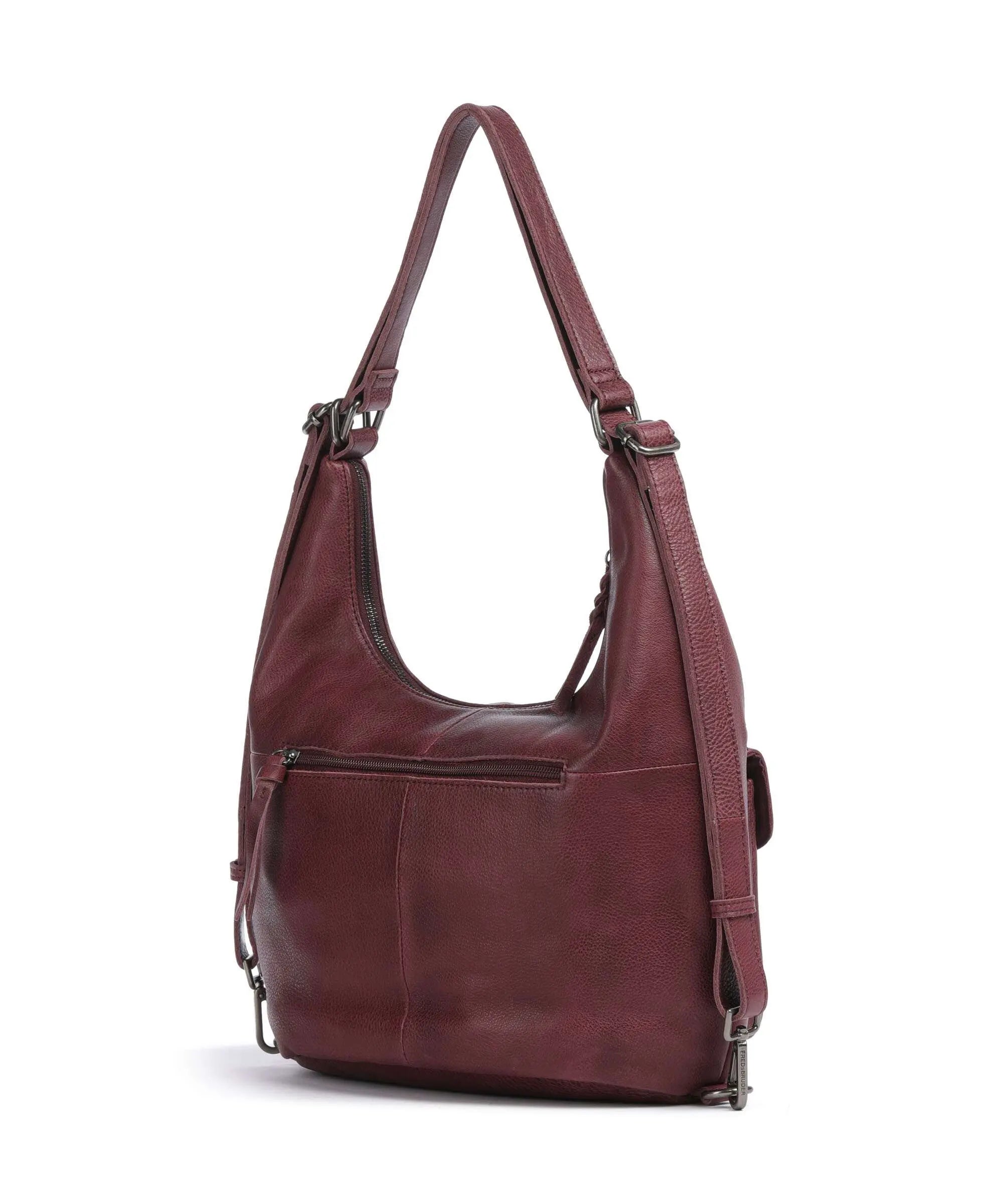 Hybrid Rucksack-Tasche genarbtes Leder dunkelrot